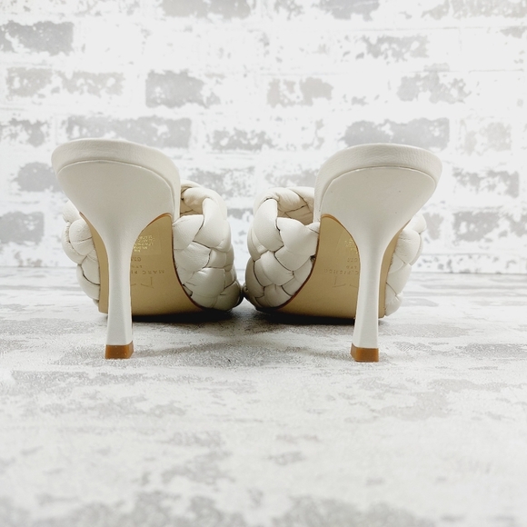 New Marc Fisher DAKINA White Leather SQUARE TOE SLIDE Sandals M946 - Picture 7 of 14